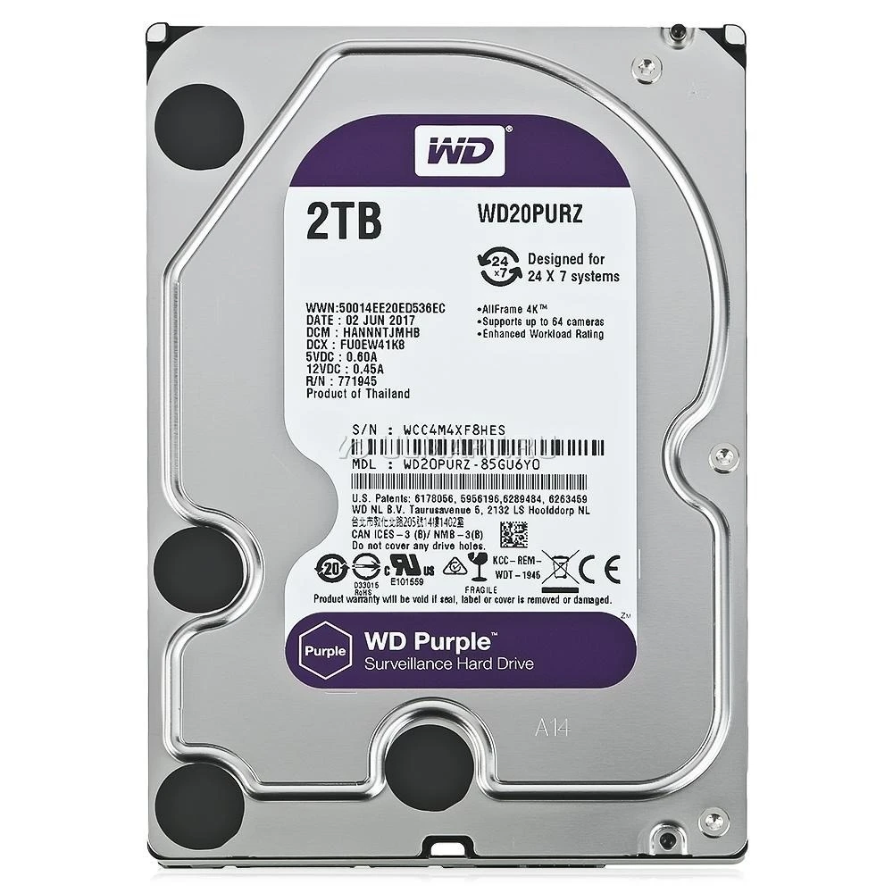DISCO DURO 2TB WD23PURZ WESTERN DIGITAL PURPLE SELLADO