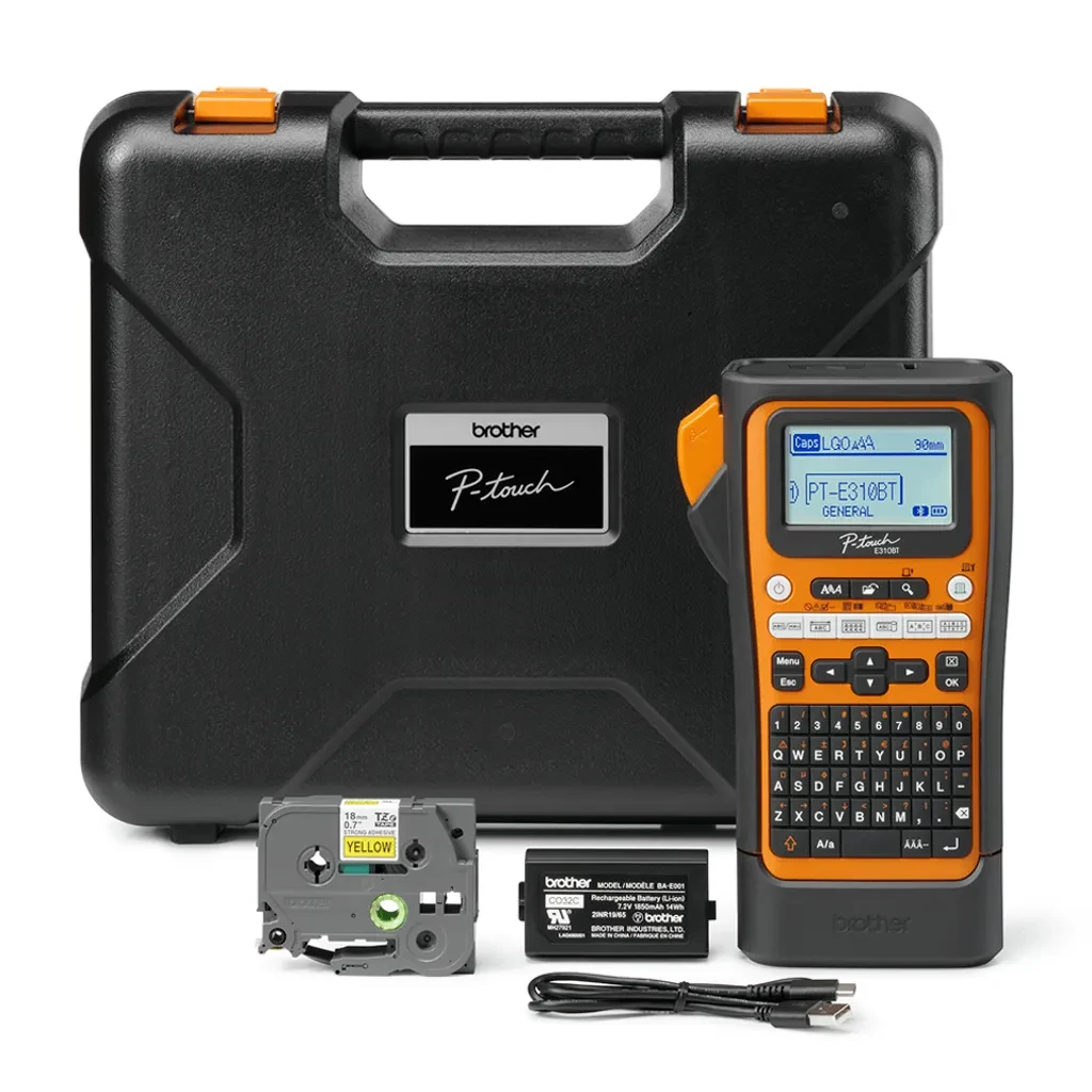 PTE310BTVP. Rotuladora BROTHER electrónica portátil profesional para electricistas e instaladores Con Maleta QWERTY 1-Mano